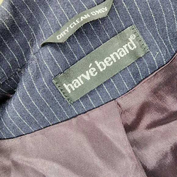 Harve Benard Womens Single Breasted Pinstripe Wool Blazer Suit Jacket Medium - Picture 11 of 11